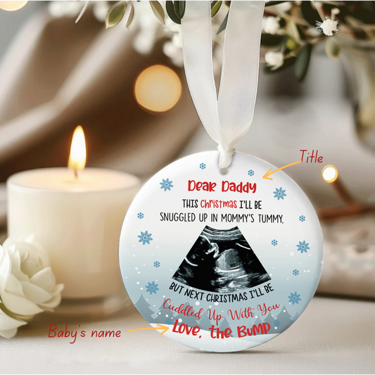 Baby Ultrasound Ornament 2024, First Baby Ornament, Pregnancy Announcement Ornament, Custom, Personalized, Keepsake Christmas Gift CX03-30