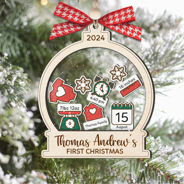 Baby's First Christmas Ornament 2024, Custom 4D Shake Babies Ornament CF17