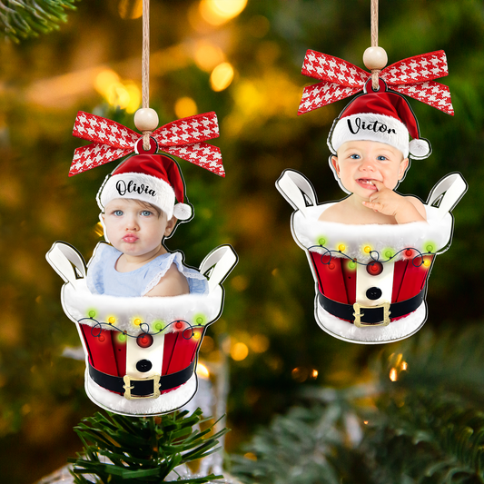 Custom Baby Face Photo Ornament, Baby's First Christmas Gift Ornament CF647