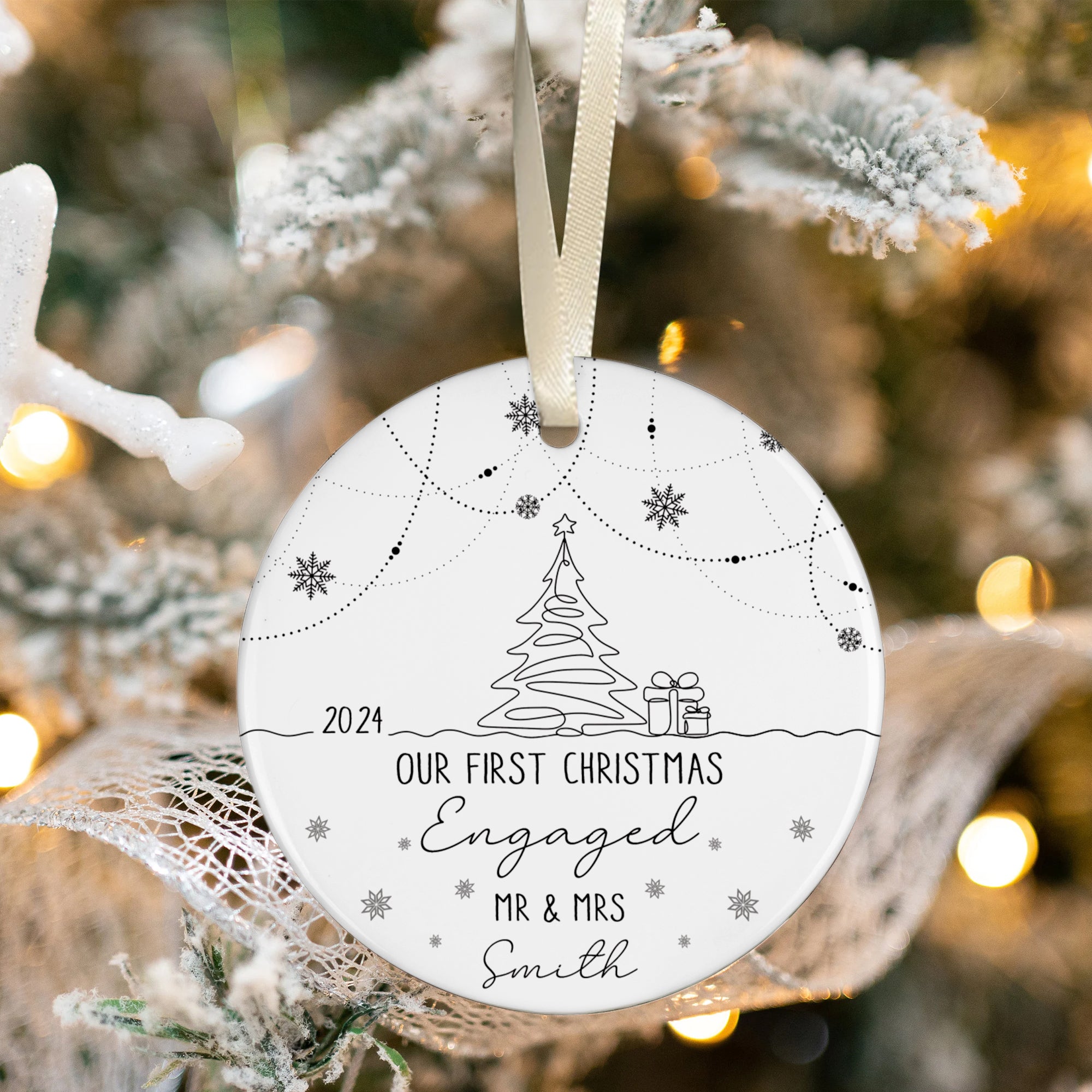 Custom Engaged Ornament, Ornament Engagement Gift For Newly Engaged Couple CX03-47