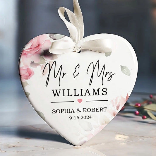 Custom First Christmas Married Ornament, Mr Mrs Ornament, Personalized Wedding Gift CY05-12