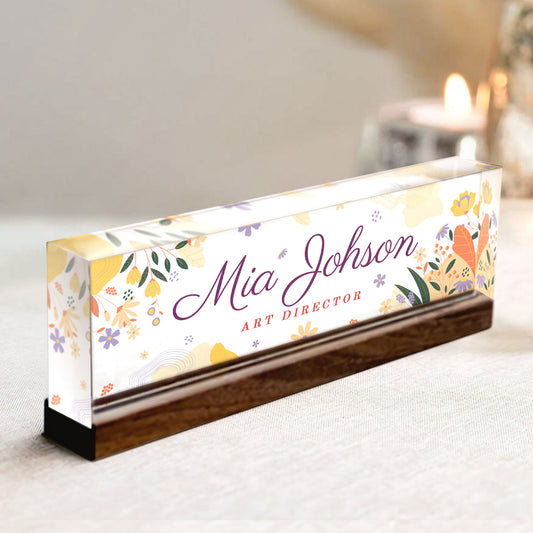 Custom Foral Desk Name Plate