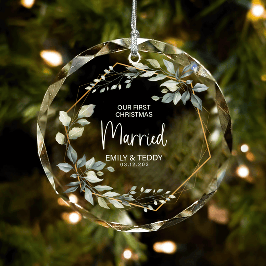 Custom Wedding Christmas Glass Ornament