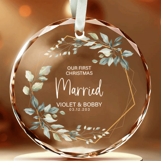 Custom Wedding Christmas Glass Ornament, Location Map Wedding Ornament, Married Ornament, Wedding Ornament, Personalized Ornament Wedding GX05-12