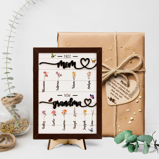 Custom Birth Month Flowers Wooden Sign