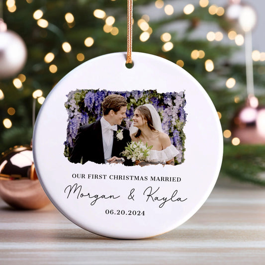 First Christmas Married Ornament, Married Photo Ornament, First Christmas Married Gift, Newlywed Gift, Wedding Gift CX06-25