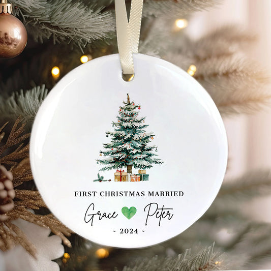 First Christmas Married Ornament, Mr Mrs Ornament, Personalized Wedding Gift, Newlywed Christmas Gift, Our First Christmas Ornament CX06-26