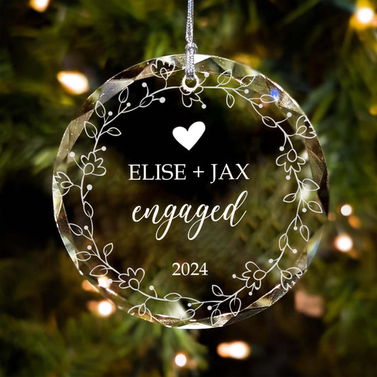 Personalized First Christmas Married Glass Ornament