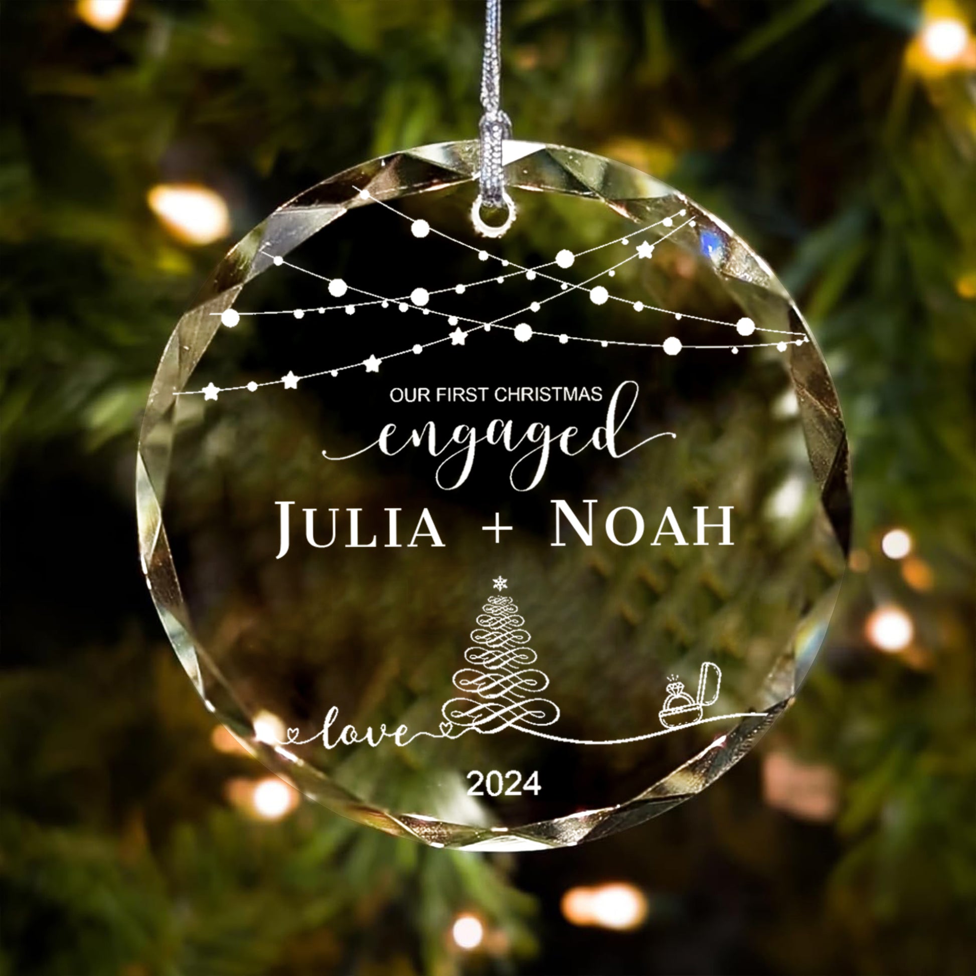 Personalized First Christmas Married Glass Ornament