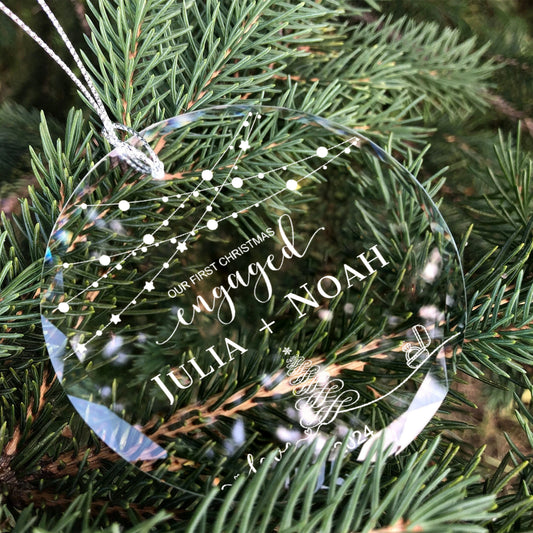 Personalized First Christmas Married Glass Ornament, Our First Christmas Married as Mr and Mrs Ornament, Wedding Glass GX05-13