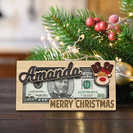 Personalized Santa Christmas Money Holder, Family Christmas Gift, Christmas Stocking Stuffer, Unique Christmas Money Card MH02