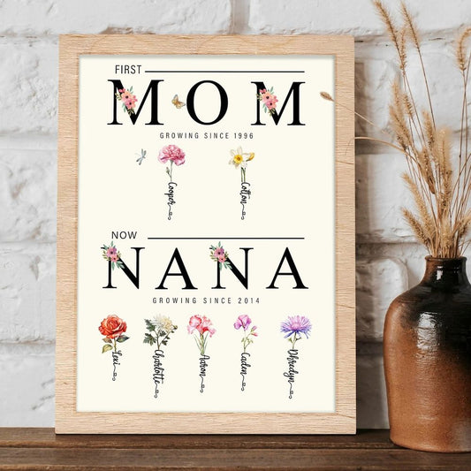 Personalized Grandma's Garden Sign, "First Mom Now Grandma" Sign, Mother's Day Gift Idea For Mom and Grandma, Mom's Grandma's Birthday Gift MX12