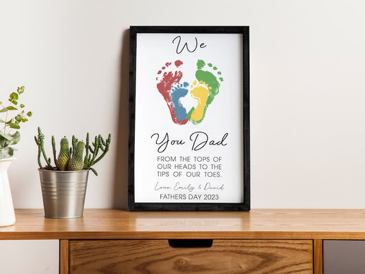 Father's Day Wooden Footprint Sign, Art For Father, Gift For Dad, Gift ideas for Papa WF01