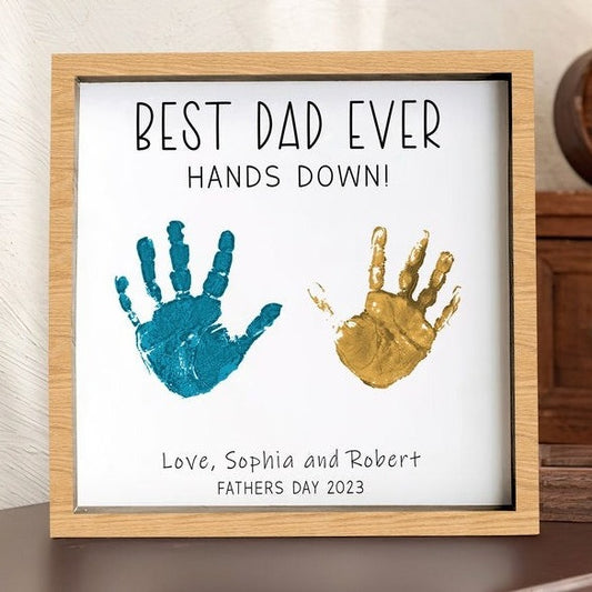 DIY Wooden Handprint for Father, Best Dad Ever Handprint, Gift ideas for dad, Personalized gifts for dad, Fathers Day Gift HW01